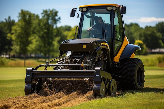 Skid steer loader met een sod cutter bevestiging om gras te verwijderen skid steer foto fotografie