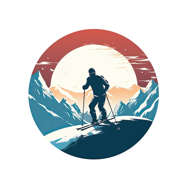 写真 山のスキーヤー 山のスキーヤーのベクトル イラスト