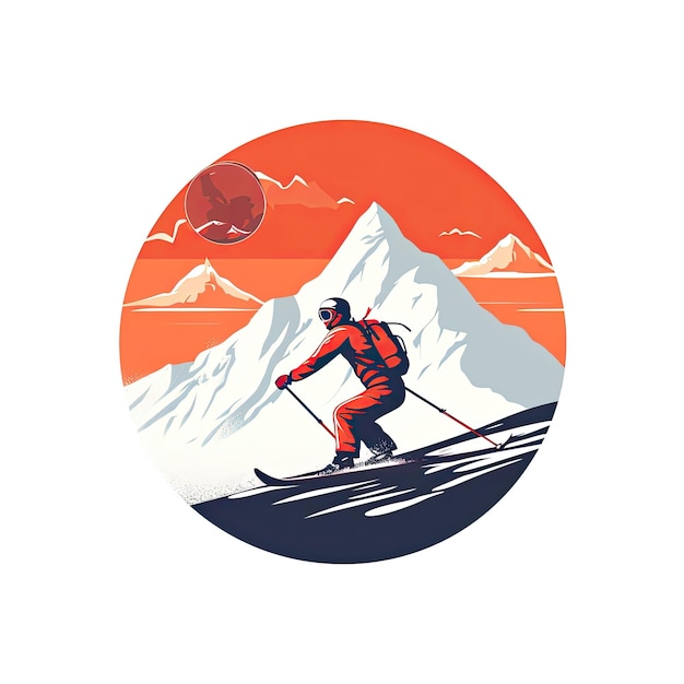 Skier in the mountains Vector illustration of a skier in the mountains