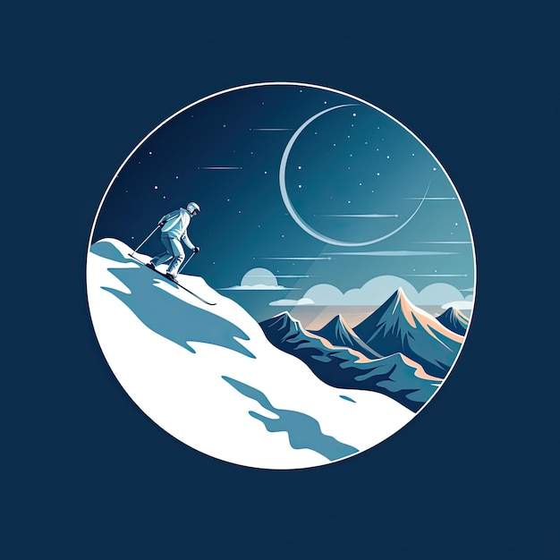 Skier in the mountains Vector illustration of a skier in the mountains