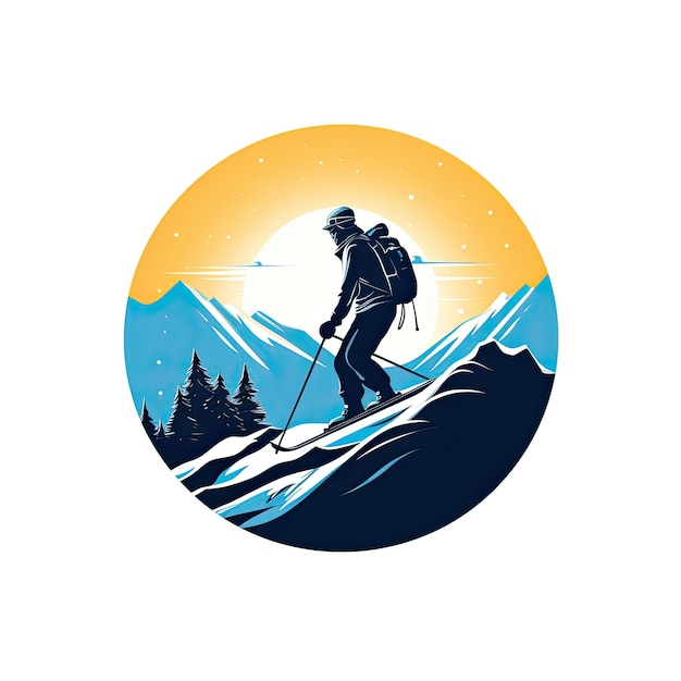 Photo skier in the mountains vector illustration of a skier in the mountains