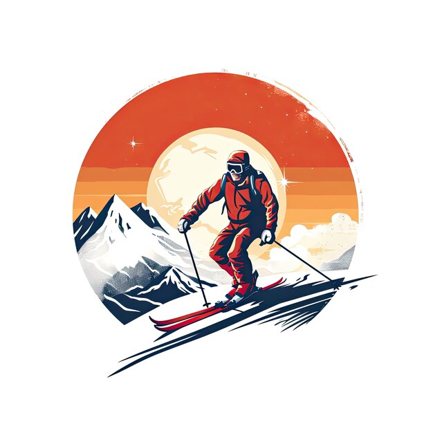 Photo skier in the mountains vector illustration of a skier in the mountains