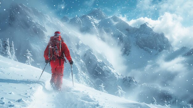 Photo skier in the mountains