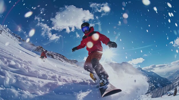 Photo skier performing aerial maneuvers
