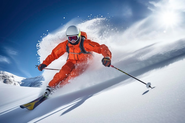 Skier Skiing On Mountain Slope