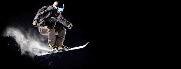 Skiers athletes compete going down from ski mountain Header banner mockup with copy space AI