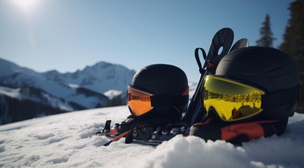 Photo skiers winter fun created with generative ai technology