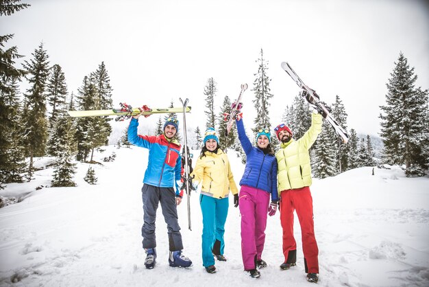 Skiers on winter holiday