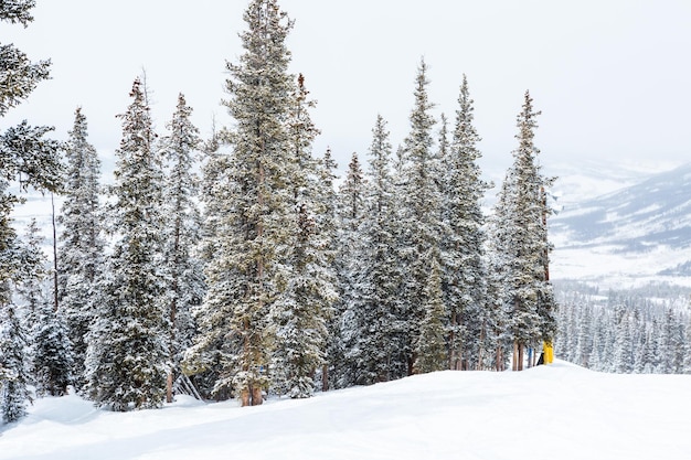 Skigebied aan het eind van het seizoen na de sneeuwstorm in Colorado.