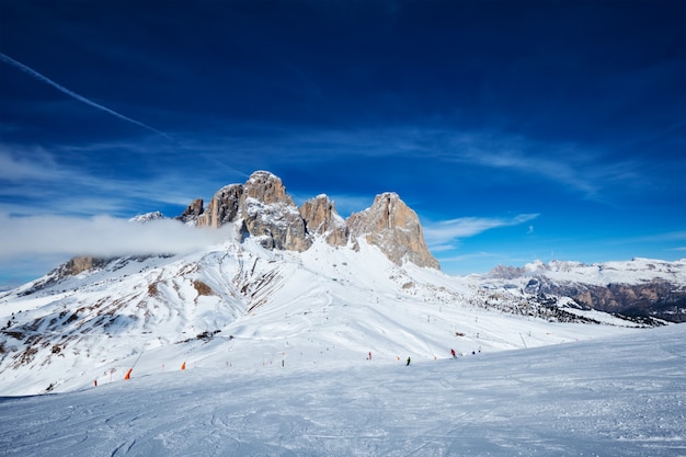 Skigebied in de Dolomieten, Italië