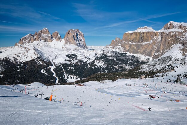 Skigebied in de Dolomiten, Italië