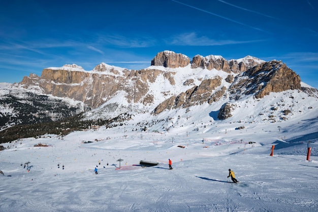 Skigebied in de Dolomiten, Italië