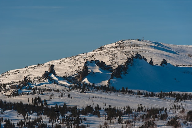 Skigebied Sheregesh, district Tashtagol, regio Kemerovo, Russi