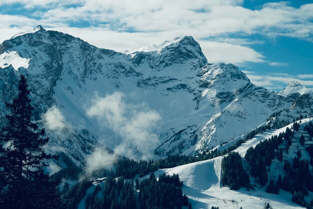 Skiing area mountain in Austria