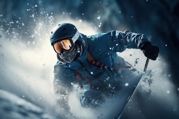 Skiing Snowboarding Extreme winter sports AI generated