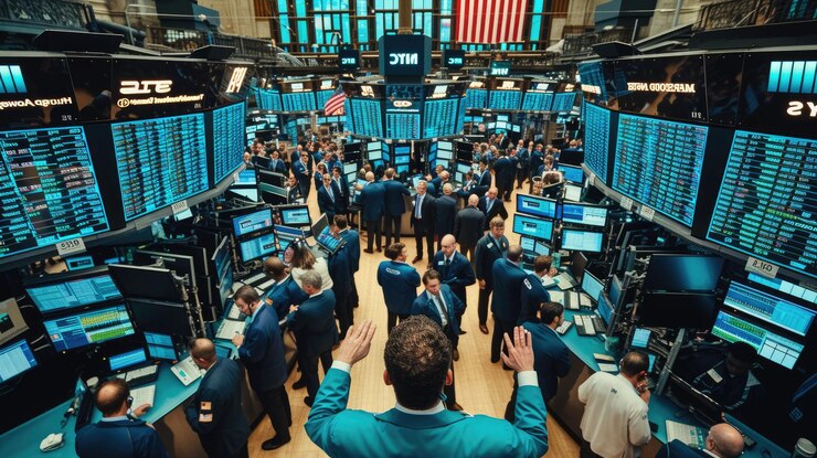 Photo skilled business people working and invest at financial stock market aig42