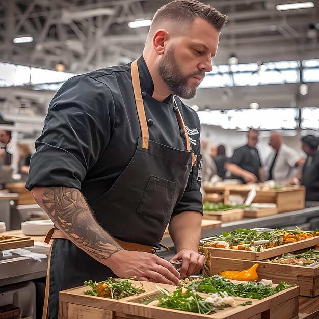 Skilled Chef in Action at Food Event