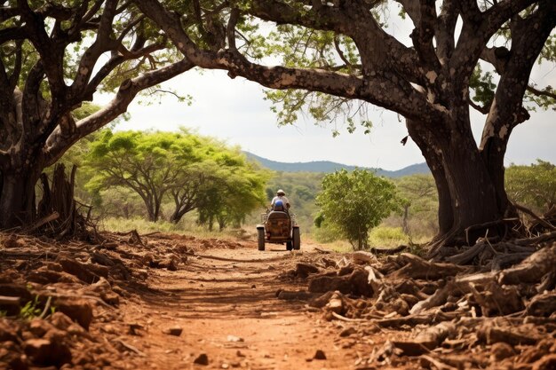 Skilled farmer expertly driving tractor in the vast and vibrant agricultural field