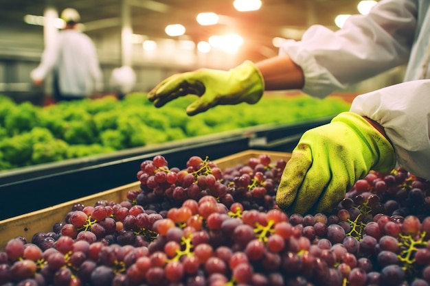 The skilled hand of a vineyard worker carefully harvests ripe grapes capturing the essence of the bountiful vineyard Ai generated