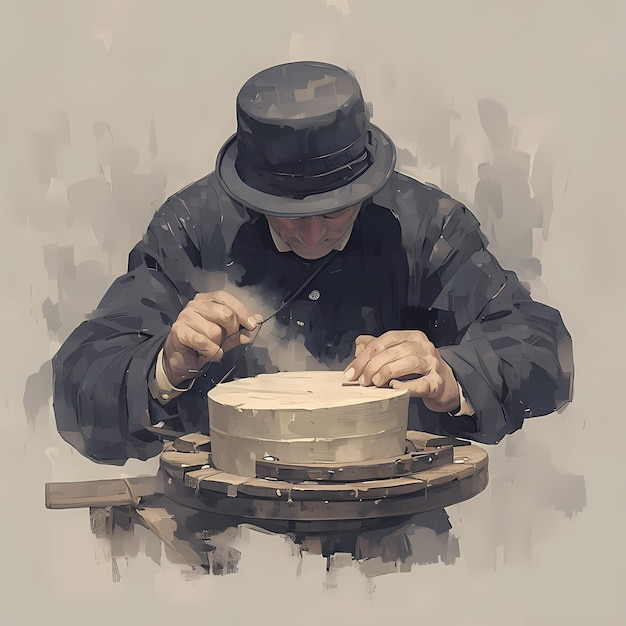 Photo skilled hat maker at work