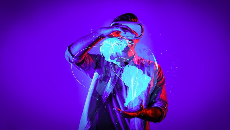 Photo vrゴーグルを使ってグローバルネットワークに接続する 熟練した男性