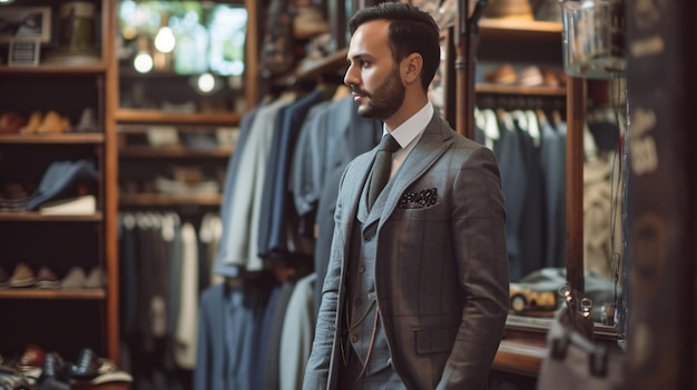Photo a skilled tailor in a trendy boutique creates exquisite fashion pieces displaying unparalleled craftsmanship and contemporary designs get inspired by this image of the fashion world