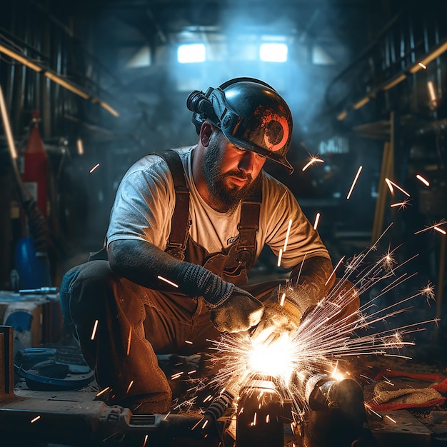 Skilled Welder at Construction Site