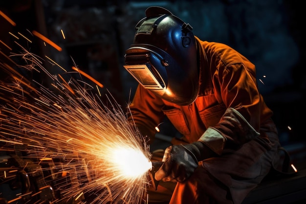 A Skilled Welder Perfecting a Metal Workpiece