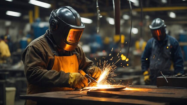 Skilled Workers Mastering Metal Welding in the Workshop