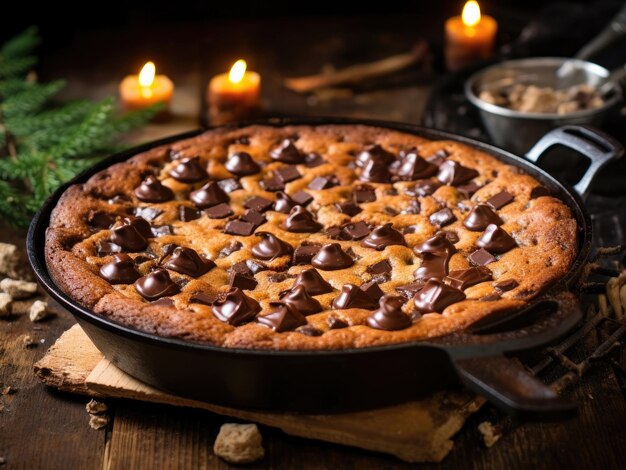 Skillet roasted chocolate chips cookie cake