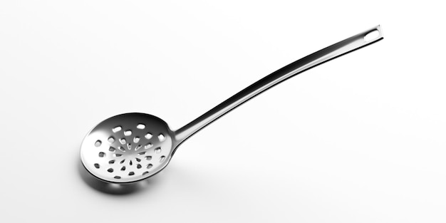 Photo skimmer strainer perforated spoon isolated against white background 3d illustration