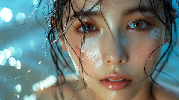 Skin care and body care in the eyes of a young Asian woman