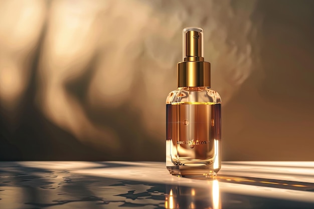 Skin care essence in aperture transparent bottle gold