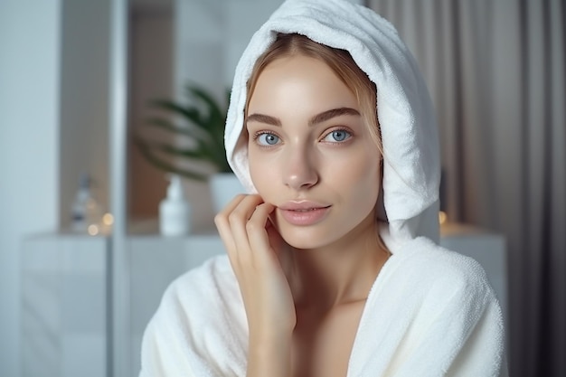 skin care model in towel
