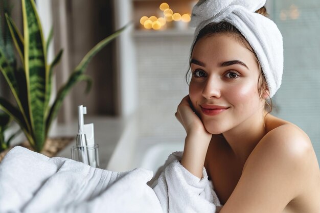 Photo skin care model in towel