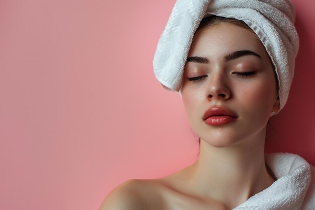 Skin care model in towel