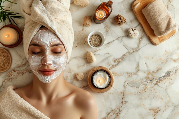 Photo skin care model in towel