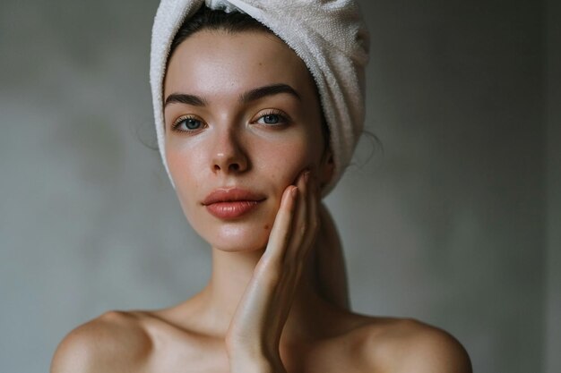 Photo skin care model in towel