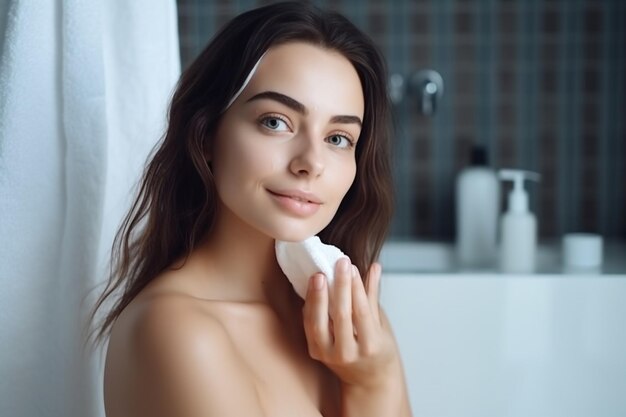 Skin care model in towel