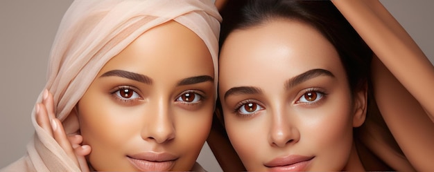 Skin care muslim woman Beauty girl Make up and cosmetics Generative ai