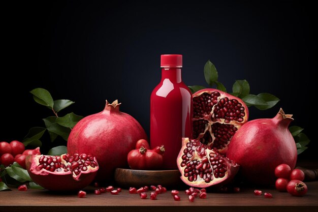 Photo skin care product arrangement with pomegranates