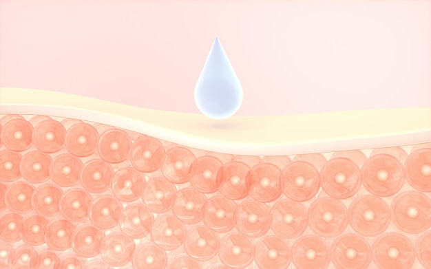 Photo skin cells absorb the serum 3d rendering