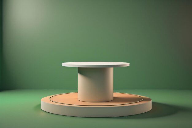 A Skin pedestal product commercial advertising pedestal podium round base with a green background