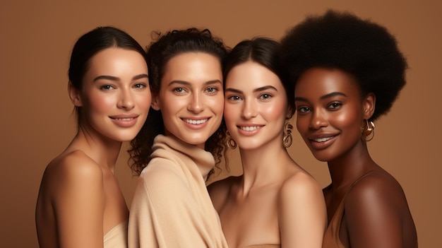 skincare makeup and diversity of women with beauty marketing cosmetics