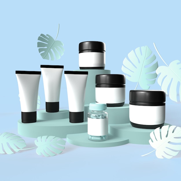 skincare packaging mockup in stand