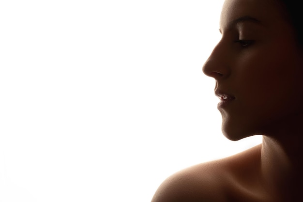 Skincare procedure silhouette portrait woman