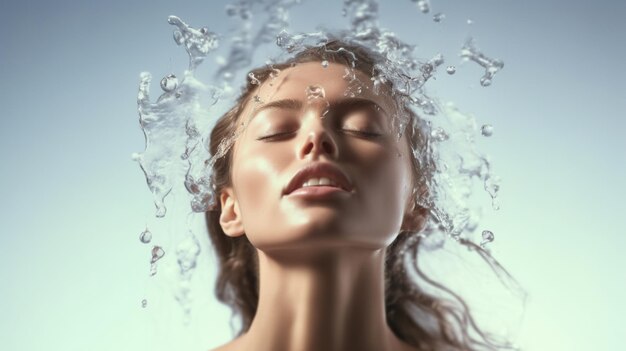 Фото Продвижение ухода за кожей кампания ухода за кожей шеи уход за кожей мезотерапия макро лица женщина душ лицо вода