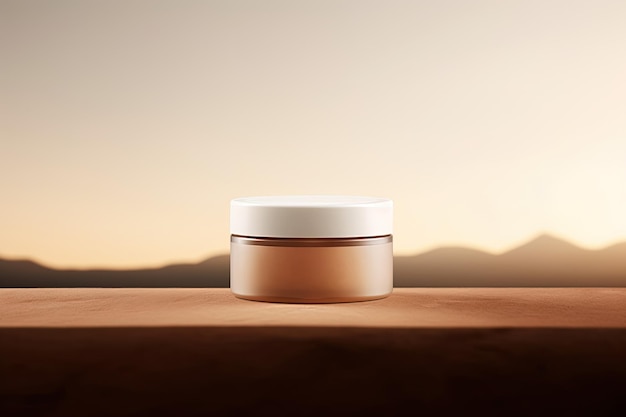 Skincare unbranded cosmetic cream jar mock up with empty space Elegant mock up beauty and spa