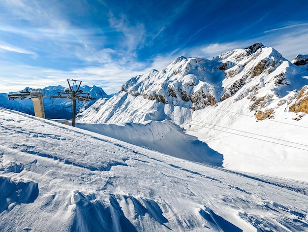Skipistes en bergen MelchseeFrutt bergdorp Zwitserland