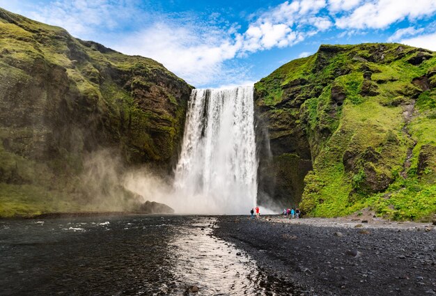 Skogafoss waterfall in Iceland during a summer day